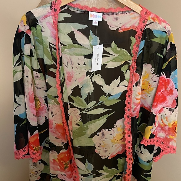 LuLaRoe Flowered Shirley Kimono Size Medium New With Tags - Picture 4 of 11